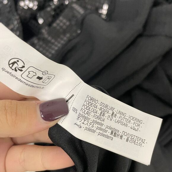 Zara Womens Long Dress Large Black Sequined Long Sleeve High Neck 4772/252 NWOT - Picture 8 of 16